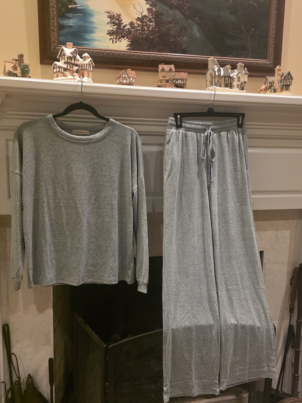 Zenana Outfitters Women's Heather Green Lounge Pantsuit Set - Picture 1 of 5